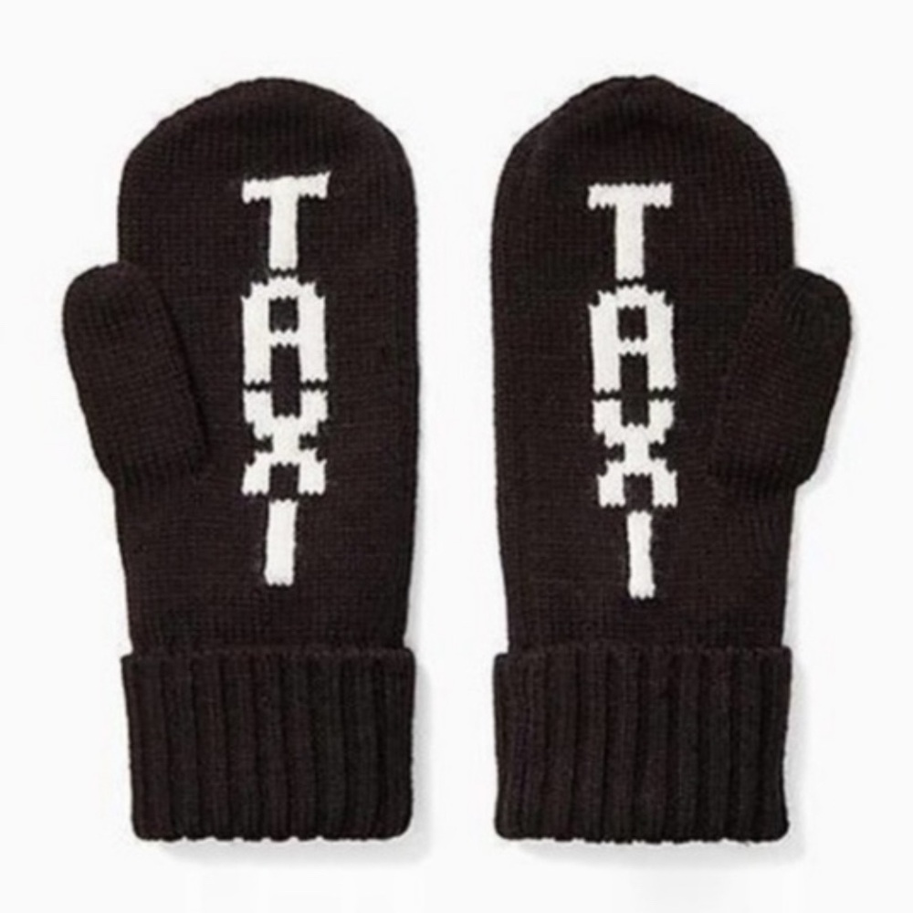 LAST ONE NWT [Kate Spade] New York Taxi Cab Mittens Black/White Women’s One Size - Picture 4 of 10
